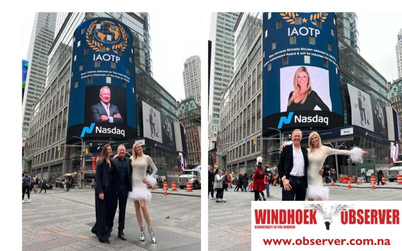 Icons from Namibia, revealed on the NASDAQ building in Times Square, New York, this weekend
