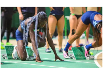 Mboma finished second in the 100m Heat at ASA Grand Prix in RSA